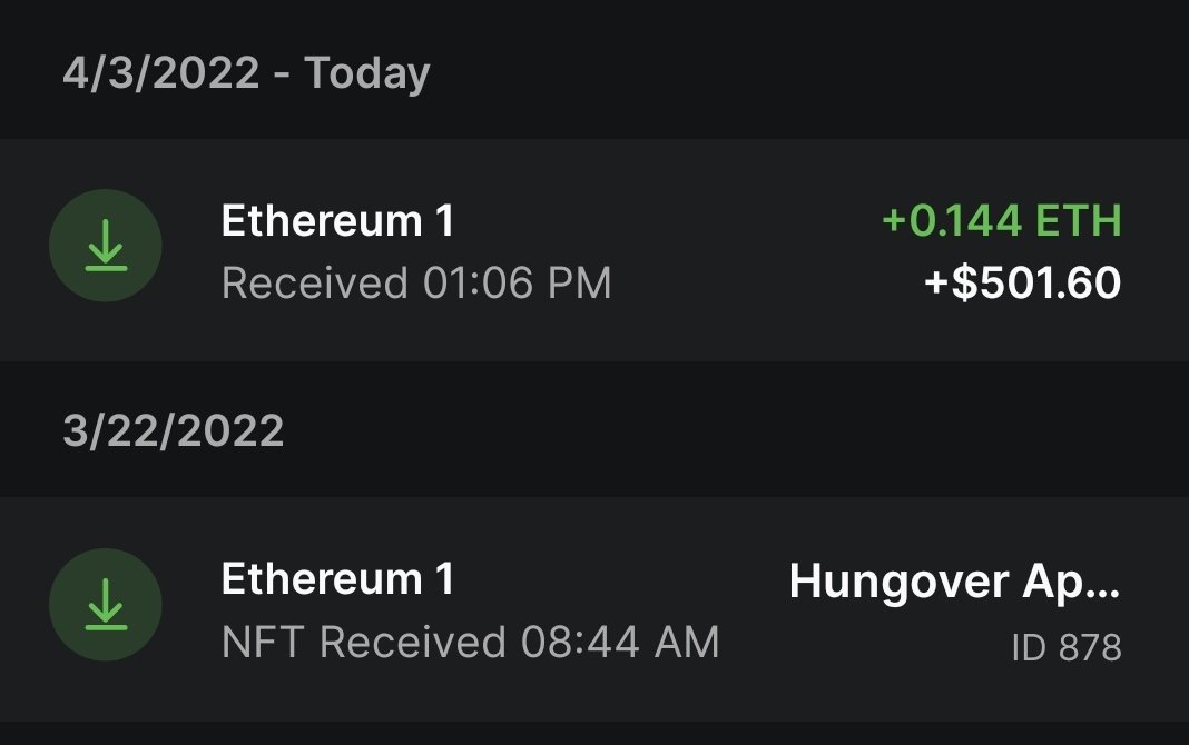 Can confirm that the <a href="/HungoverApesPC/">Hungover Apes Party Club</a> team delivers! Won an NFT and a 500$ giveaway and recieved both prizes shortly after 💪🍻 Huge thanks!
Keep and eye on them guys 💎