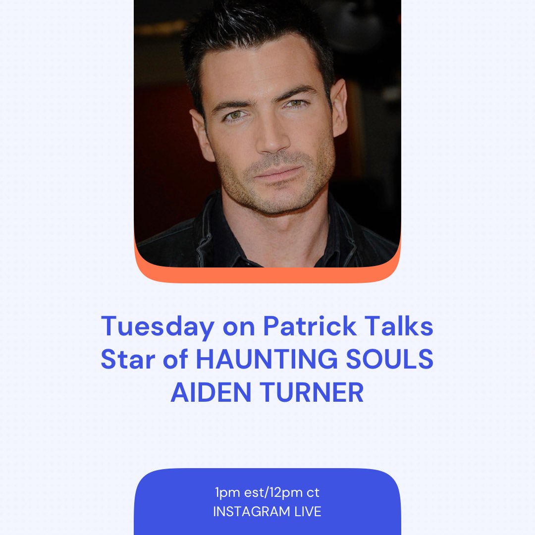 patrickhere's tweet photo. Patrick Talks with @aidenturner about his new film, HAUNTING SOULS, @IfLovinUisWrong and more!
Tuesday 5th April 1pm est/12pm ct on @instagram LIVE (@patrickhazlewood)
#patrickhazlewood #patricktalks #instagramlive #aidenturner #actor #hauntingsouls #iflovingyouiswrong @THR https://t.co/dyxSAZ3kwb