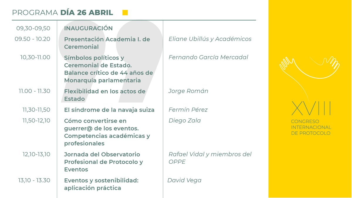 congprotocolo's tweet photo. Así será el #CIPRO2022:

➡️ 3 CONFERFENCIAS MAGISTRALES
➡️ 10 CASOS DE ÉXITO
➡️ 4 MESAS REDONDAS
➡️ 5 MONOGRÁFICOS de Protocolo
➡️ 3 TALLERES PRÁCTICOS
➡️ 58 EXPERIENCIAS
➡️ 3 ACTOS SOCIALES
➡️ 12 ENCUENTROS DIRECTOS CON LOS PONENTES

Descubre más: https://t.co/FT7FfbfEIv https://t.co/SkMw4TRNig