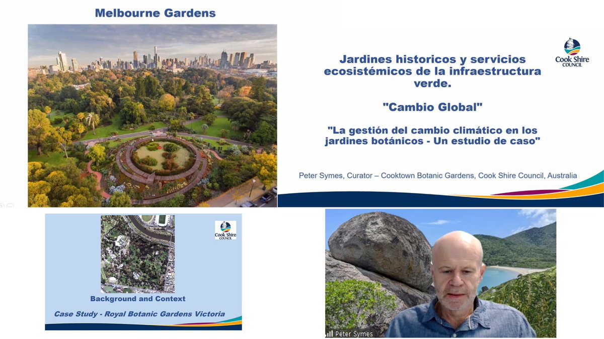 masterjardines's tweet image. Continuamos con esta especial mañana dedicada al #CambioClimatico y conservación.
En esta ocasión,  @peter_e_symes , Curator Cooktown Botanic Gardens @CookShire, nos presenta: La gestión del cambio climático en #jardinesbotánicos un caso de estudio en el @RBG_Victoria