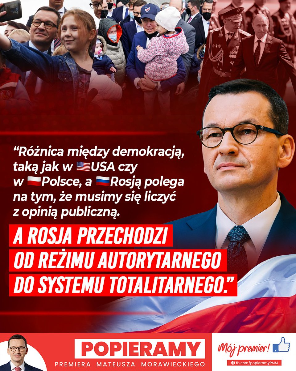 PopieramyPMM's tweet photo. Polska ma wielowiekowe tradycje demokratyczne i własną kulturę obywatelską 🇵🇱 Rząd Premiera M. Morawieckiego jest silnym podmiotem świata zachodniego, mocno zaangażowanym w politykę wschodnią. Wspólnie przeciwstawimy się imperialnej Rosji ✋🇷🇺 https://t.co/9qrq4jikMO