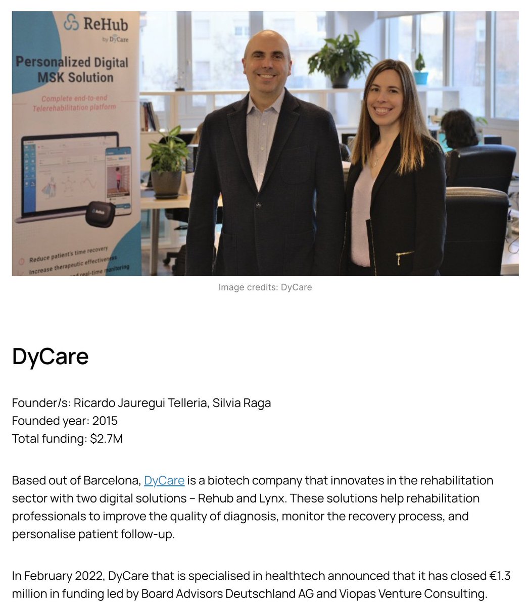 The #COVID-19 situation accelerated the importance of building a Spanish deep tech ecosystem.
In#DyCare we are happy to be one of the 10 startups "shining bright in 2022" according to <a href="/TFNBreakingNews/">Tech Funding News</a>:
 bit.ly/3wJe7AP