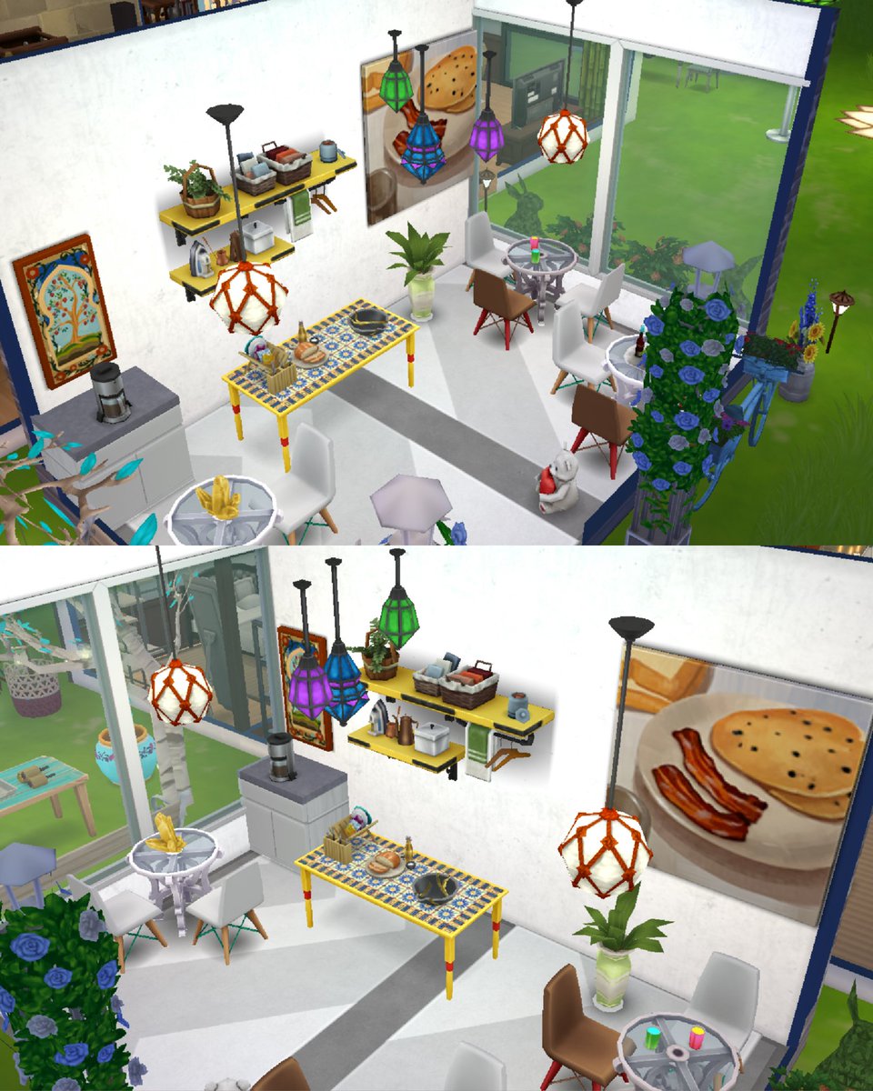 vevpeach's tweet photo. I'm late but this is my room for #TSMCarpetChallenge 🥰 it's a small and cozy boutique coffee shop☕✨💖 I decorated a bit of outer too🤭 #TheSimsMobile https://t.co/7WTPDQONbP