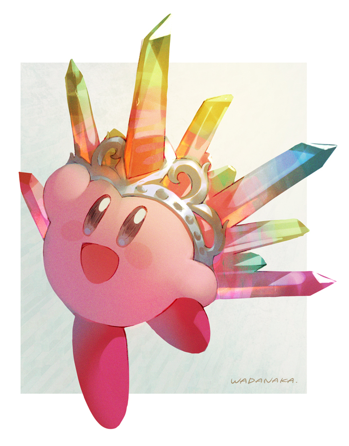 kirby no humans open mouth smile petals solo blue eyes blush  illustration images