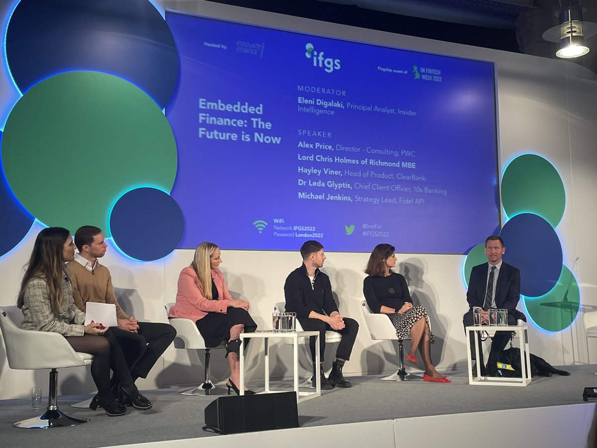 Re #embeddedfinance is at a Ripeness of time: infrastructure, data governance and imagination sets us up- but we are only just beginning and we can’t get ADD now. <a href="/LedaGlyptis/">Dr Leda Glyptis</a> #IFGS2022 <a href="/JoakimSjoblom/">Joakim Sjöblom</a> <a href="/EDigalaki/">Eleni Digalaki</a> <a href="/LordChrisHolmes/">Chris Holmes</a> <a href="/HayleyViner/">hayley viner</a> <a href="/MJenkins88/">Michael Jenkins</a> @minnatech