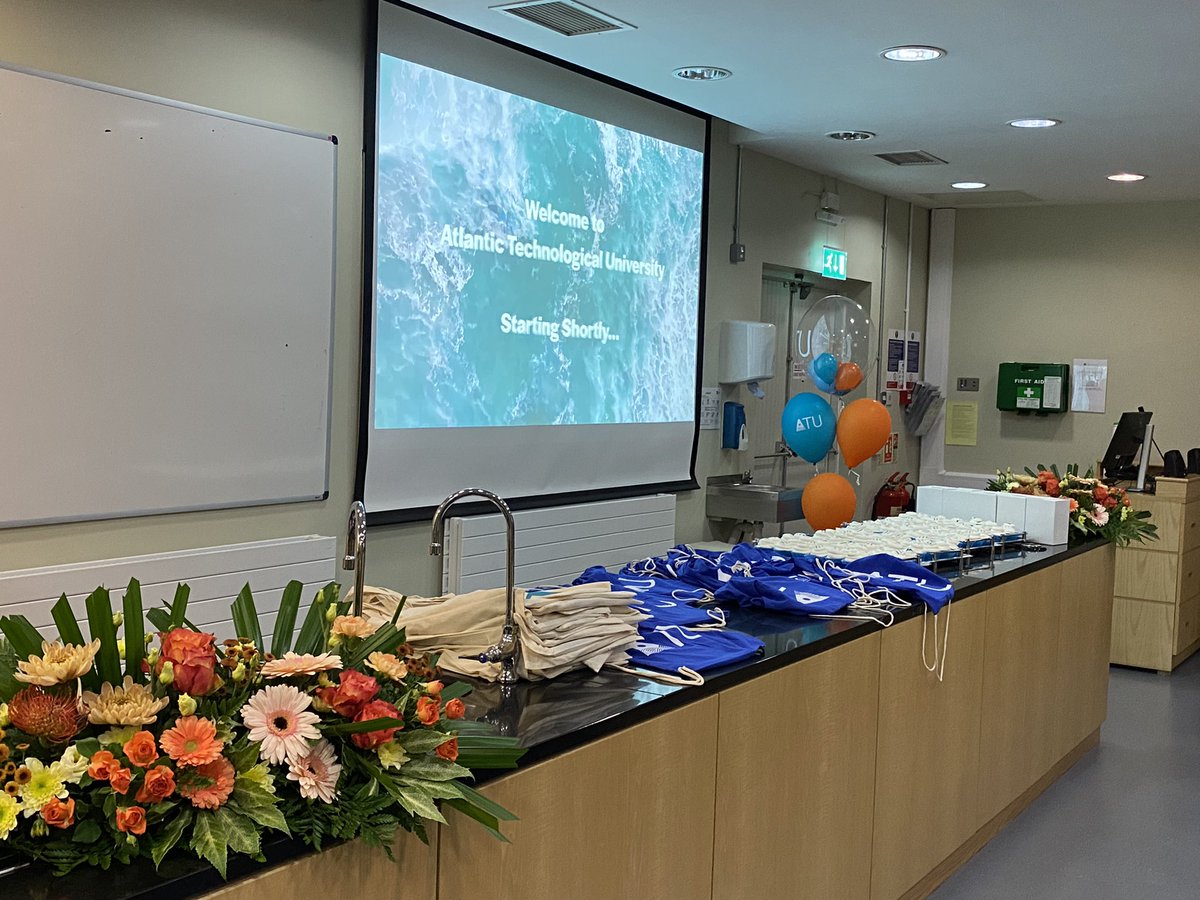 porduf's tweet photo. All ready at ATU Killybegs for the official launch 🎉 🥳 #AtlanticTU #Killybegs @SimonHarrisTD @atu_ie @LYIT https://t.co/mF3JbQwZnW