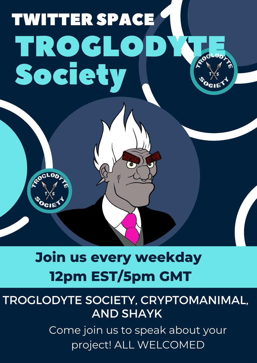 TroglodyteSoci1's tweet photo. Join us daily for our Twitter spaces with @Crypt_O_Manimal @ShayDK82 and me.

You can come and share your project or listen to other amazing projects!

#StrengthinNumber #TrogStrong #polygon https://t.co/tzzKmVMoDU