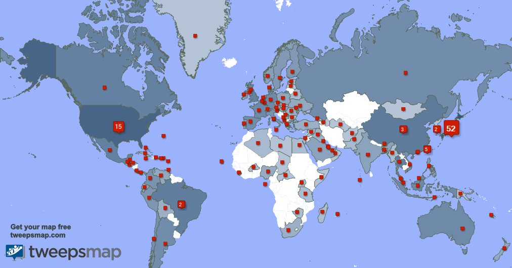 My followers live in Japan (52%), USA(15%)... Get your map: https://t.co/rdr9H4c3aR
はえ～色んな国の人がおるんやなぁ( ˘ω˘ ) 