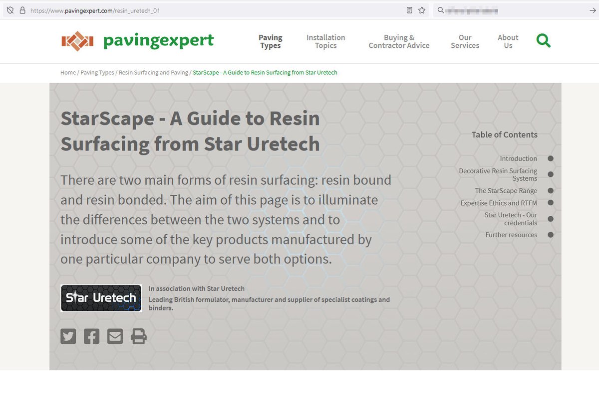 pavingexpert's tweet photo. Have you seen the updated StarScape page from @Staruretech on my web-site? They have provided a wonderfully lucid &amp; candid explanation of the differ-ences between #resin bound and #resin bonded surfaces that should help anyone interested in the subject.
https://t.co/QaT9Q4CMBl https://t.co/pyJW8qQogk