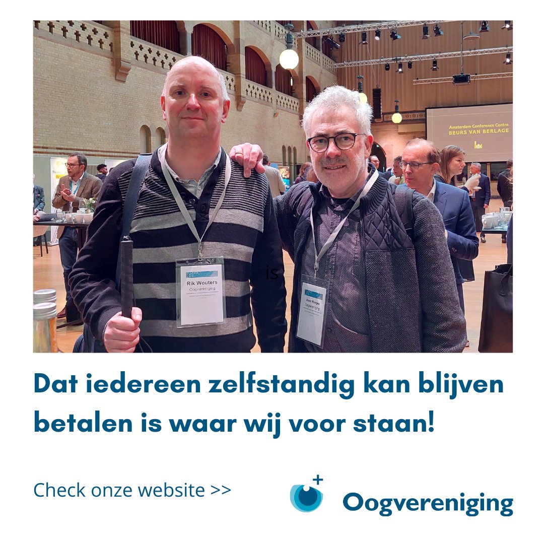 Joost Rongen en Rik Wouters gaven namens de Oogvereniging een presentatie op het congres van de <a href="/NLbetalen/">Betaalvereniging Nederland</a>. Zo belangrijk om te werken aan bewustwording over toegankelijkheid bij beslissers in de financiële sector!

oogvereniging.nl/2022/04/oogver…