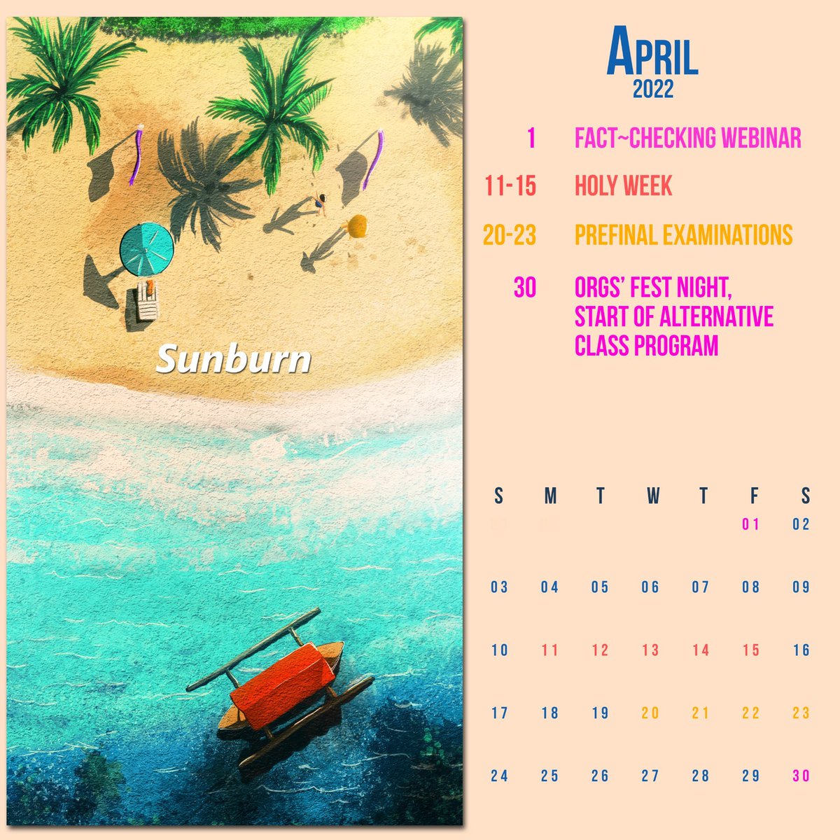 ADNU_Official's tweet photo. Don’t forget the important dates this April, including the exams and the holidays. Here’s the downloadable/printable monthly and weekly calendar just for you.
https://t.co/g3MBqp5W5U

#ExperienceOSA
#AdnuOsa
#DatesToRemember https://t.co/srXsTjoz1H