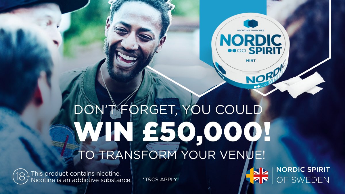 Don't miss out! #NordicSpirit is  giving all pubs, bars &amp; clubs the chance to win a venue transformation worth £50,000! Visit competition2022.nordicspirit.co.uk to enter. 

T&amp;Cs apply. 18+ Contains Nicotine. Nicotine is an addictive substance.

competition2022.nordicspirit.co.uk/?utm_source=Ba…