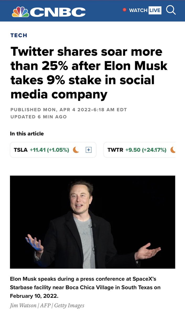 JoePompliano's tweet photo. Damn, @elonmusk wasn’t messing around.

He has acquired about $3 billion of Twitter stock and is now the single largest shareholder of the company. https://t.co/mwqR7reHZB