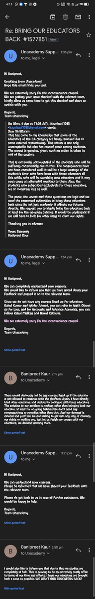 Gupta_y11's tweet photo. Unacceptable decision taken by unacademy - terminating the teachers during mid of session where syllabus are needed to be completed and now suggesting to change the educator. What about our time,efforts of past couple of months.
@TeamUnacademy
@dpradhanbjp https://t.co/jYBRMCKqP0
