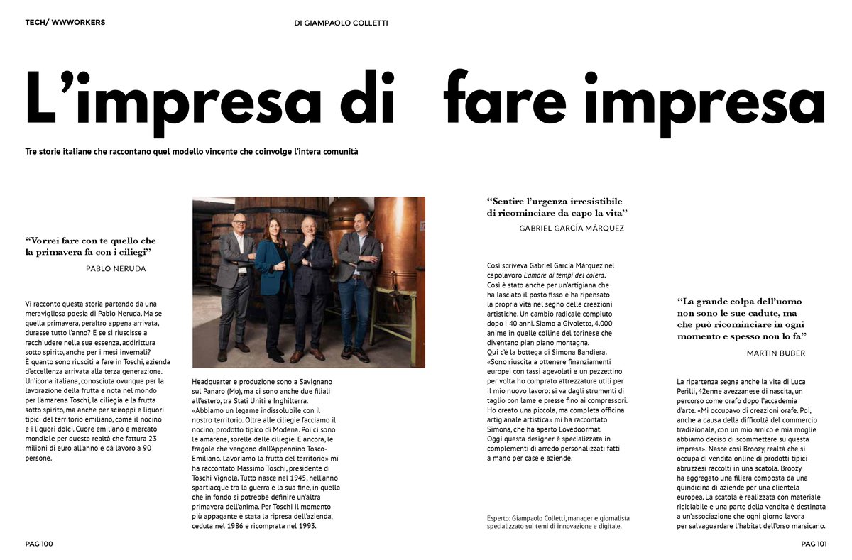 wwworkers (@wwworkerscamp) on Twitter photo "La grande colpa dell'uomo non sono le sue cadute, ma che può ricominciare in ogni momento e spesso non lo fa" (Buber).
Nella rubrica #wwworkers in edicola con <a href="/millionaireit/">Millionaire</a> <a href="/gpcolletti/">Giampaolo Colletti</a> racconta l'impresa di fare impresa, dalla storia di ripartenza e comunità di <a href="/ToschiVignola/">Toschi Vignola</a> "La grande colpa dell'uomo non sono le sue cadute, ma che può ricominciare in ogni momento e spesso non lo fa" (Buber).
Nella rubrica #wwworkers in edicola con <a href="/millionaireit/">Millionaire</a> <a href="/gpcolletti/">Giampaolo Colletti</a> racconta l'impresa di fare impresa, dalla storia di ripartenza e comunità di <a href="/ToschiVignola/">Toschi Vignola</a>