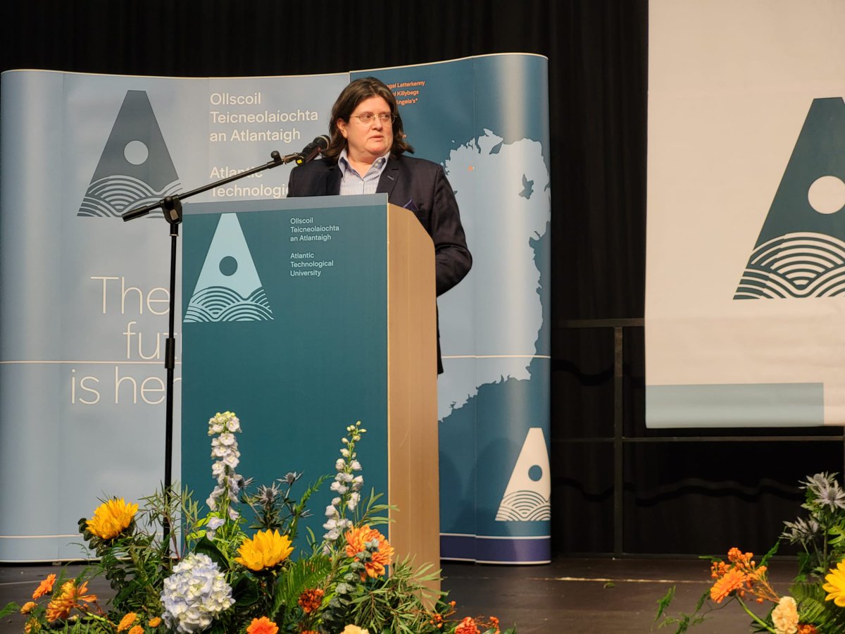 atu_ie's tweet photo. "Education leads to confidence in the individual. Every single person in this region will have access to that education", says the chair of the Governing Body of Atlantic TU, Maura McNally SC, at the launch of Atlantic TU. 
#AtlanticTU #ATU #HereisATU https://t.co/TlFvSKYIyP