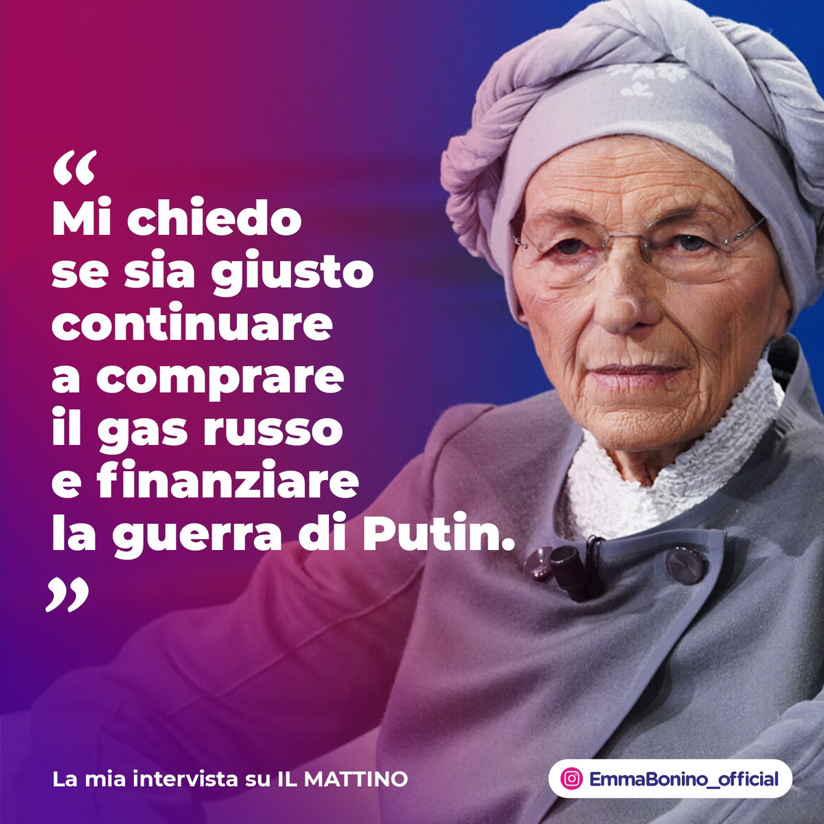 emmabonino's tweet photo. Vedo forte unità transatlantica in questa fase. Ma dopo quanto accaduto a Bucha noi europei dovremmo chiederci se possiamo politicamente ed eticamente permetterci di continuare a comprare il gas russo e finanziare la guerra di Putin.  
Intervista a @mattinodinapoli https://t.co/SsdS0wewjh