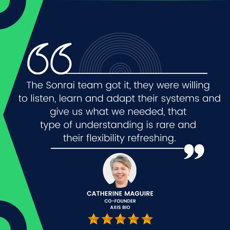 Some great feedback from a great client 🙌 At Sonrai, we know there's no one-size-fits-all approach to meeting client needs - we always go the extra mile. Get in touch to see how we can help. 👉 bit.ly/3r04BWc

Axis Bio #CRO #oncology