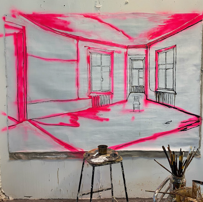 art_pasyura's tweet photo. Space consists of paints and canvas🎨

#visualartist #studio #contemporaryart #oilpainting #paints #canvas #spacedrawing #pinkart https://t.co/jvckfkhy92