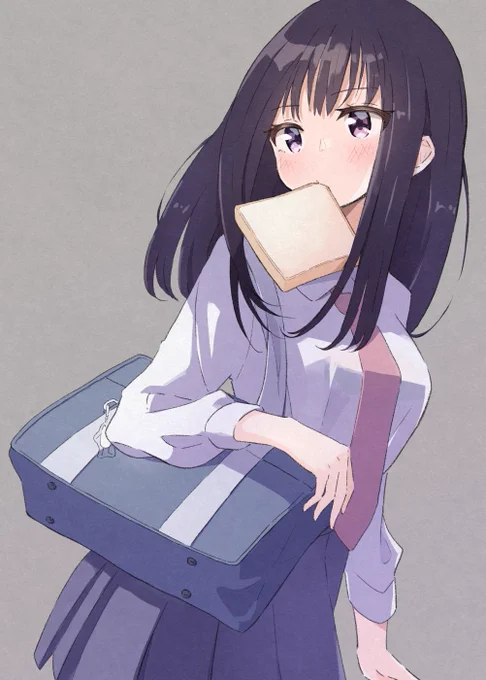 パン咥えJK絵 