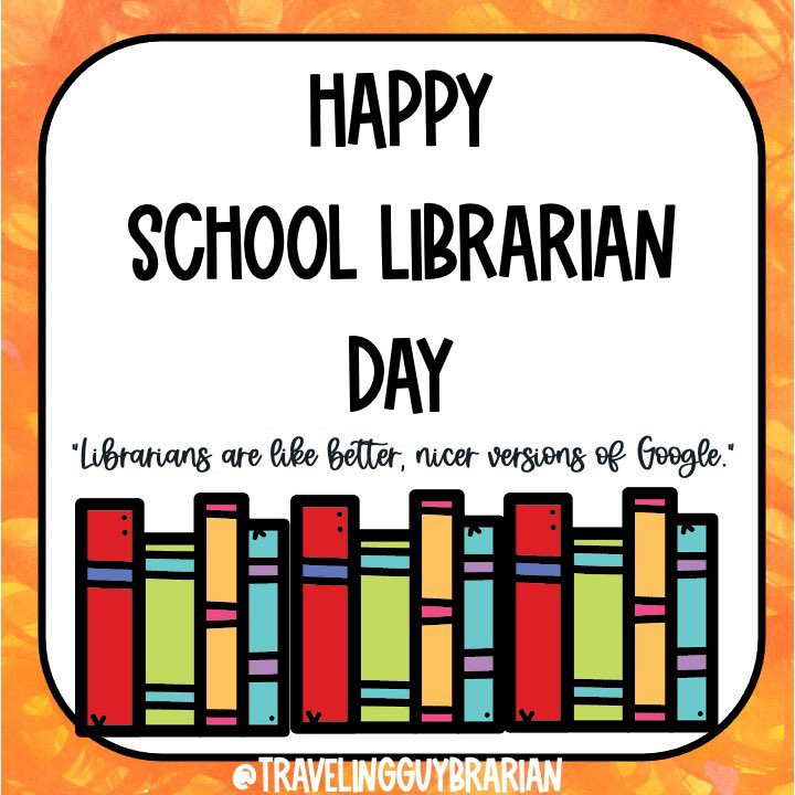 Happy School Librarian Day to all my librarian friends!  You work hard every day for your kiddos and staff!  Enjoy today! #schoollibrary #schoollibrarian #schoollibrarianday #schoollibrarianday2022 #schoollibrariansrock