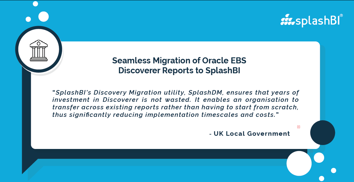 SplashBI's tweet photo. Happy Monday & #HappyCustomer! It feels great to get such excellent feedback from a leading UK Local government authority. See what they have to say about their #OracleDiscoverer migration journey!
#Testimonial #DiscovererMigration @GrahamESpicer @Mig93Rishabh @helleneadie1 https://t.co/I3kegUvBPi