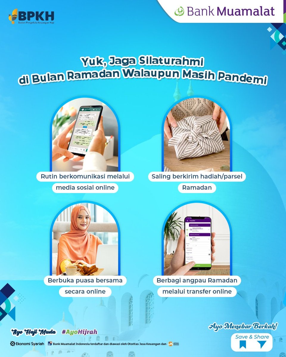 BankMuamalat's tweet photo. Assalaamualaikum BMers!
Meskipun bulan Ramadan tahun ini kita masih belum bebas dari pandemi, namun silaturahmi harus tetap kita jaga. Yuk coba tips di atas agar silaturahmi-mu tetap lancar.
#MuamalatTips
#BankMuamalat
#BankSyariah https://t.co/VZO4DjKZ52