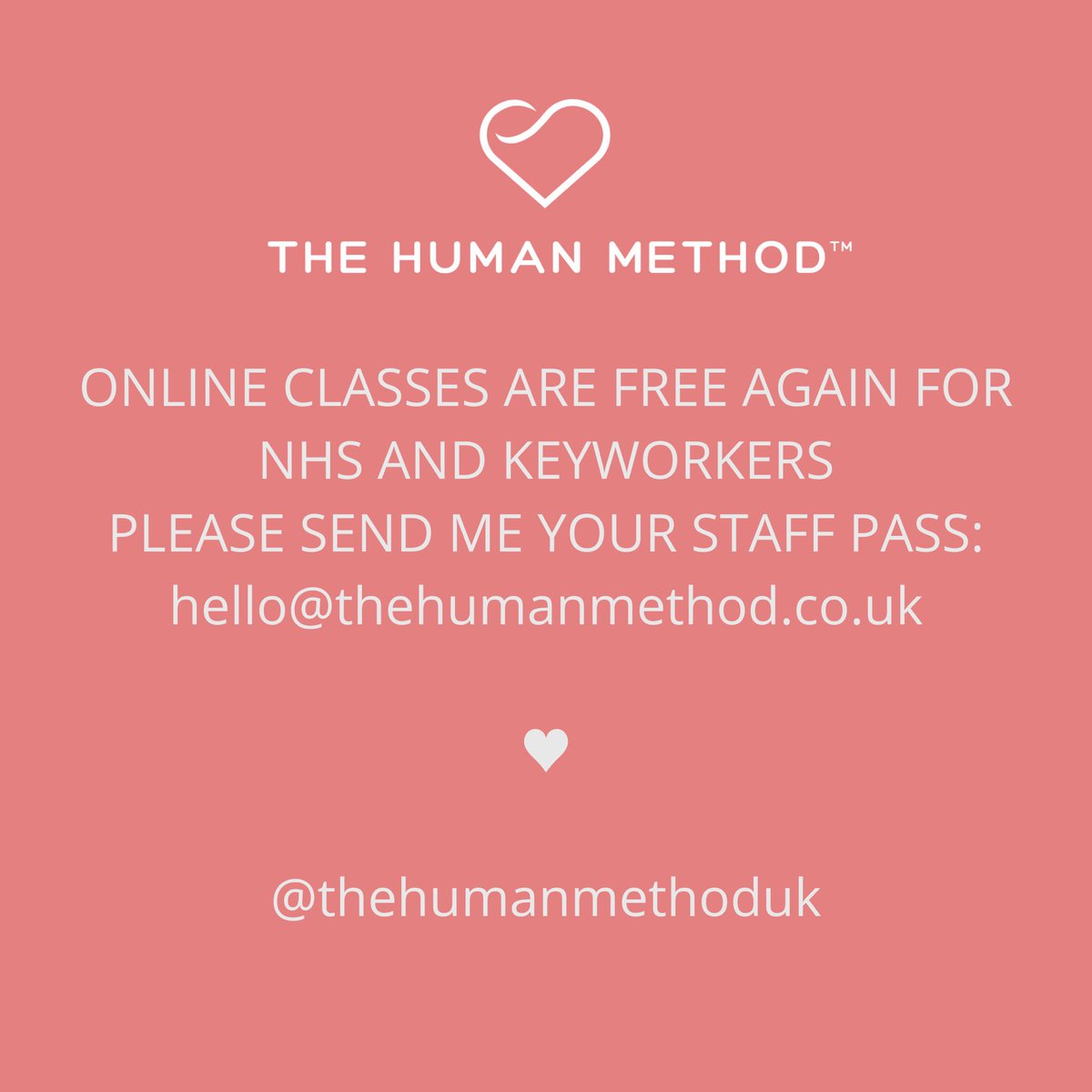 thehumanmethod's tweet image. #NHS #Keyworkers #freeonlineclasses