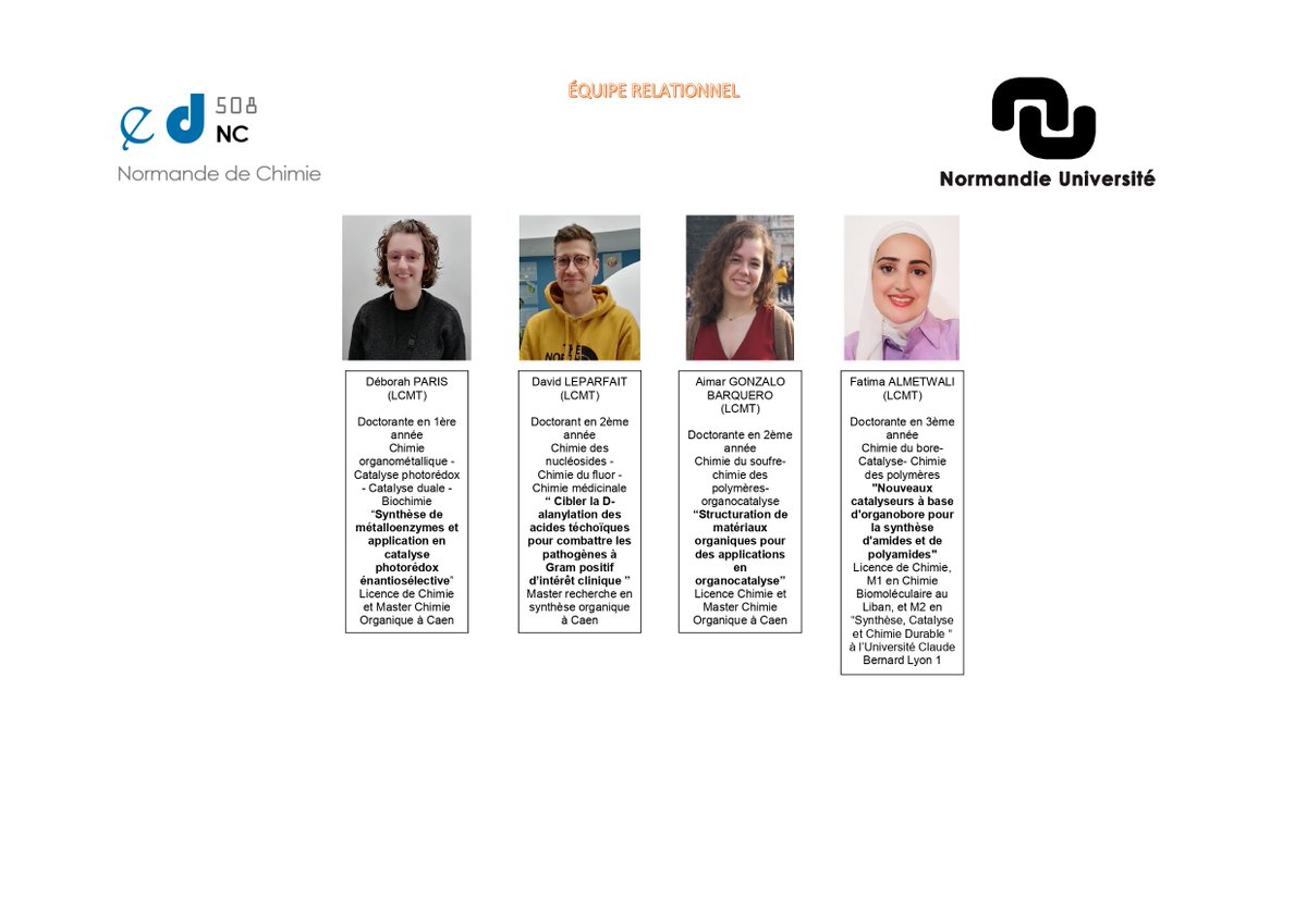 JEDNC508's tweet photo. Cette année, 15 doctorants et doctorantes issus de deux laboratoires Caennais (@CermnUnicaen, LCMT-@ENSICAEN ) organise l’évènement.  Vous pouvez les rencontrer au travers de ce trombinoscope. #jednc #jednc2022 https://t.co/ABzJGm24EV