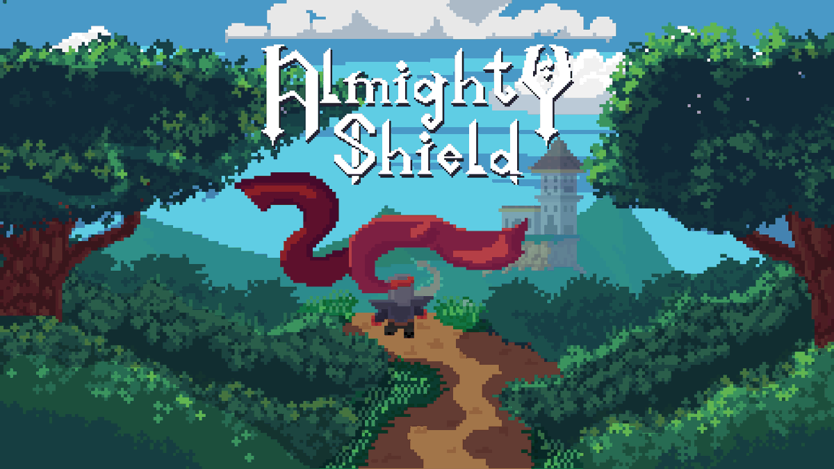 Kl3XY's tweet photo. Almighty Shield finally recieved a Cover Art!
#indiedev #gamedev #aseprite #AlmightyShield #Wilderness #Castle https://t.co/lddgN0W76M