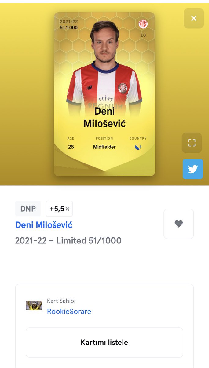 SORARE GIVEAWAY

SORARE HEDİYE KART

🎁Deni Milosevic🎁

KATILIM İÇİN :
🟡 Takip
🟡 RT, ❤, 2 arkadaşını etiketle.
SONUÇ:
⏳ 48 Saat

Hesabınız yoksa linkten kayıt olabilir 5 açık arttırma kazanırsanız 1 kart kazanabilirsiniz ➡️ sorare.com/r/rookiesorare
#Sorare  #SorareGiveaway