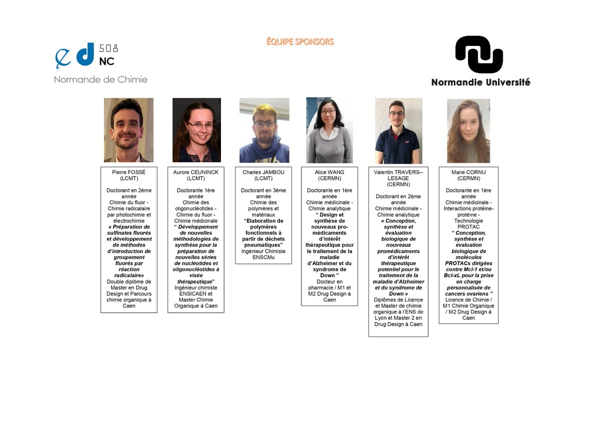 JEDNC508's tweet photo. This year, 15 PhD students from two laboratories of Caen (@CermnUnicaen, LCMT-@ENSICAEN) are organizing the event. Meet them through this trombinoscope. #jednc #jednc2022 https://t.co/BIYDchaOm0