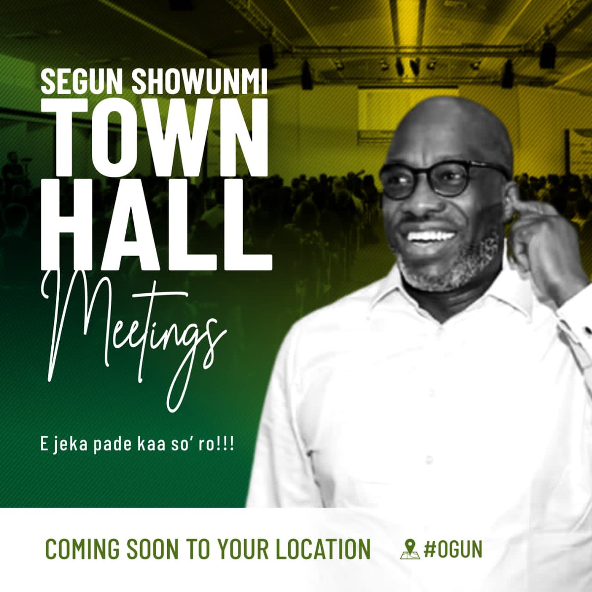 Whiz_Rahman's tweet photo. @SegunShowunmi Town Hall Meetings.
Coming Soon!
#SSNation #SincerelySetWithBoldIdeas https://t.co/I1Nuc3E6Up