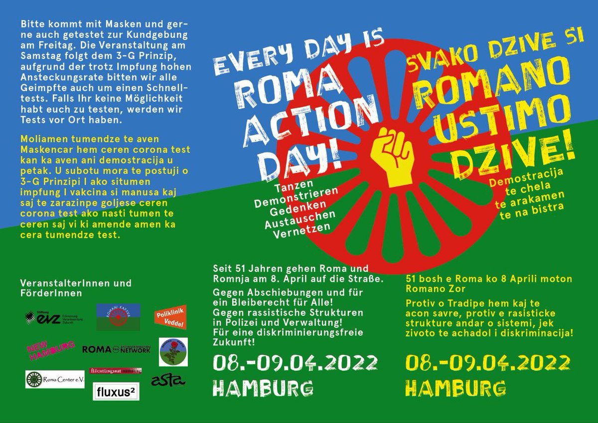 Demoticker_hh's tweet photo. 📆 Freitag, 8. April
⏰ 17 Uhr
📍 Wilhelmsburger Platz
ℹ️ Kundgebung mit anschließender Romn*ja-Parade zum Stübenplatz
#️⃣ #hh0804 #RomaActionDay

Weitere Termine finden statt, mehr Infos im Sharepic!

⚠️ Weiterhin: Kein Ticker-Support! ⚠️

#hh0904 https://t.co/OuwegExeHH