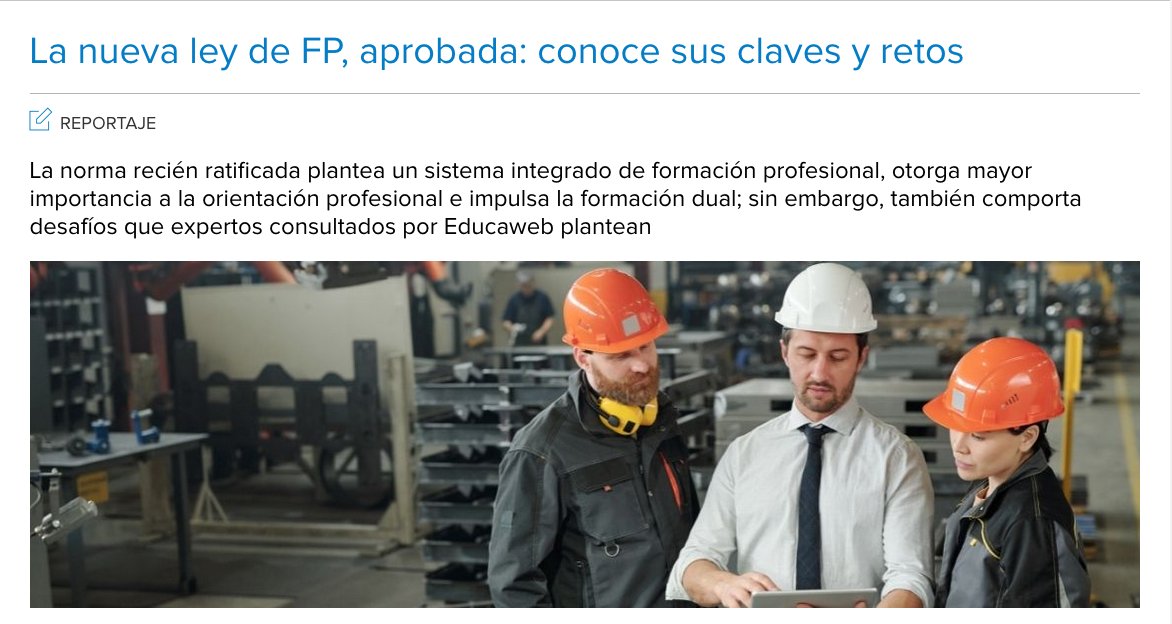 "Se ha de estudiar bien el tejido empresarial de cada zona y generar un mapa de necesidades académicas para esas empresas". Fernando Manzano (<a href="/fmanzanoblas/">Fernando ManzanoBlas</a>), director de FP de <a href="/JesuitesEdu/">Jesuïtes Educació</a>, opina sobre las implicaciones de la nueva ley de FP en <a href="/EDUCAWEB/">Educaweb.com</a>.
educaweb.com/noticia/2022/0…