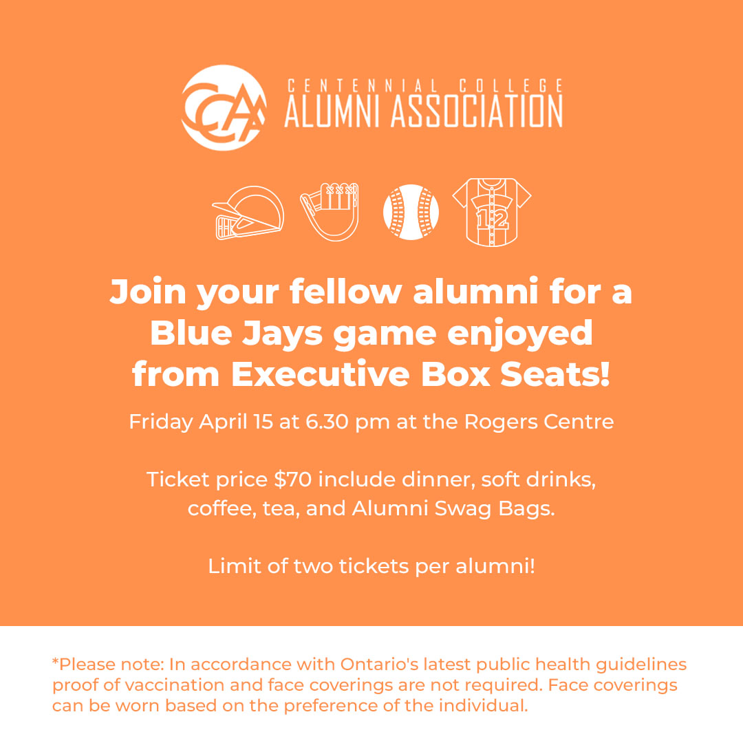 ⚾️ Calling all Alumni Blue Jays fans!!! ⚾️

Join us, and your fellow Centennial alumni on April 15 @ 6:30pm in our executive box suite!! 

Ticket price is $70 with a two ticket cap per person. 

Buy your tickets  at: ccaa.life