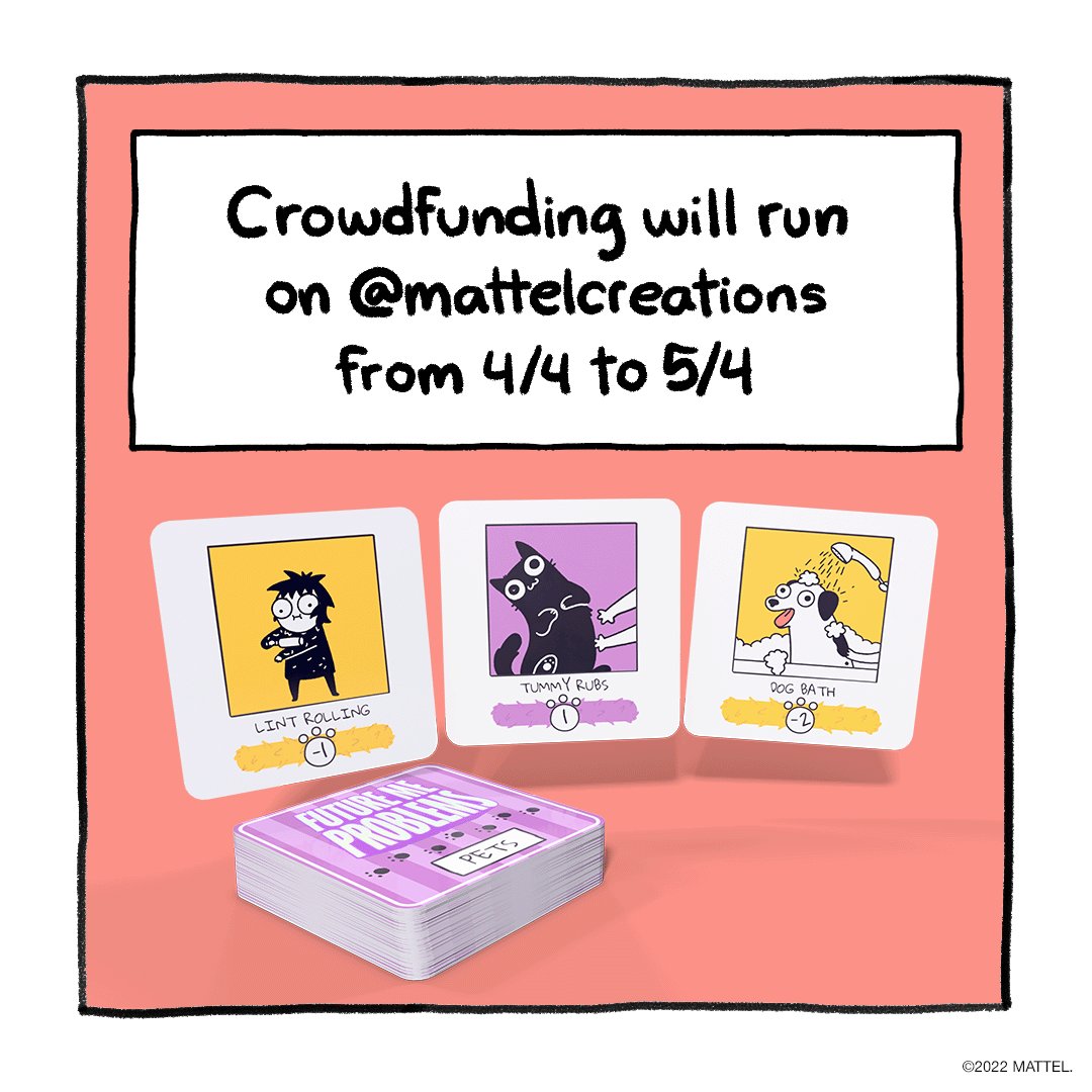 SarahCAndersen's tweet photo. Hey friends! I’m excited to announce that I’m officially launching a fundraising campaign for my upcoming game, FUTURE ME PROBLEMS, in partnership with Mattel Creations. https://t.co/ML3UTp3t62