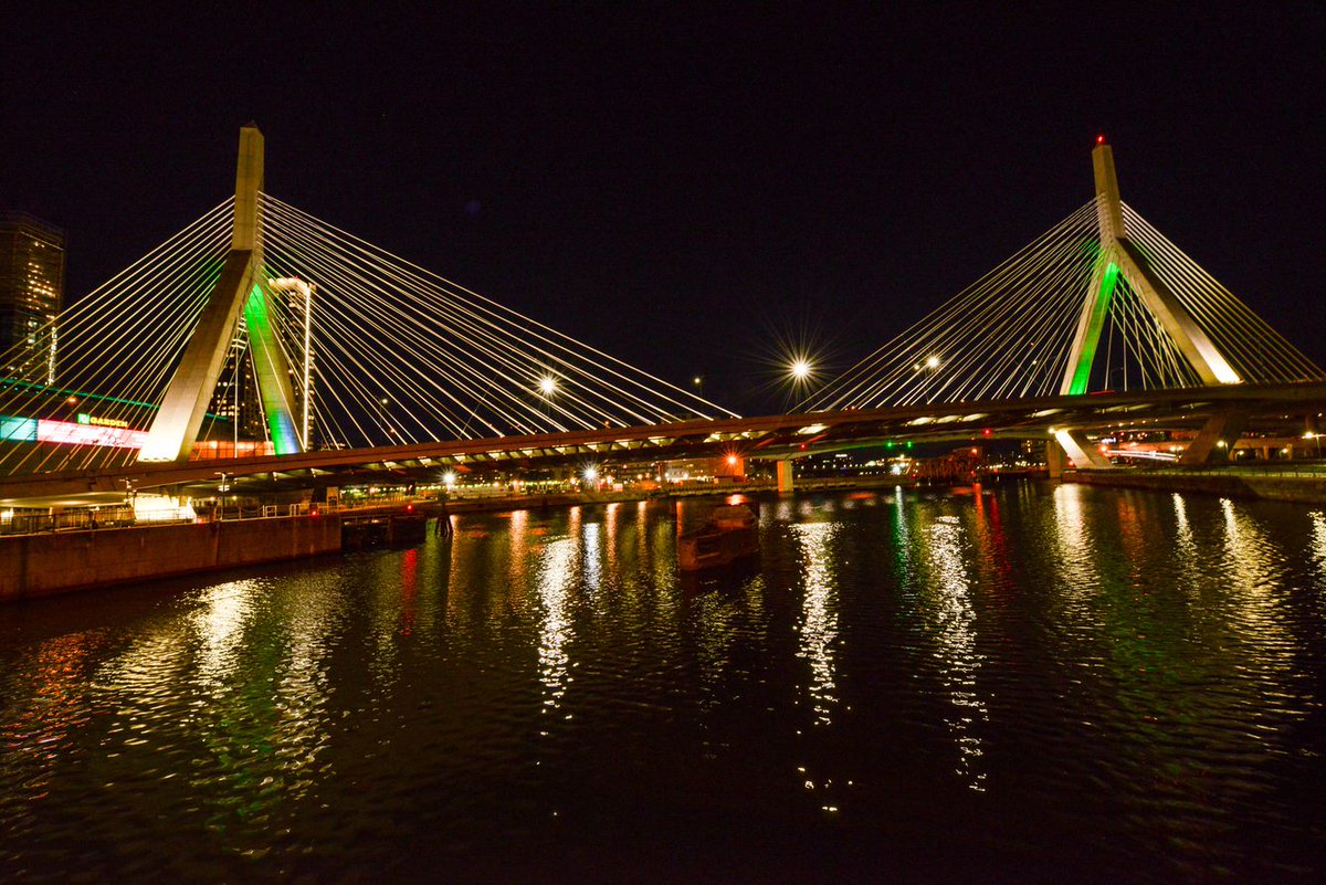 Tonight the #ZakimBridge and #LongfellowBridge will light up green &amp; yellow for All Inclusive Boston Campaign.