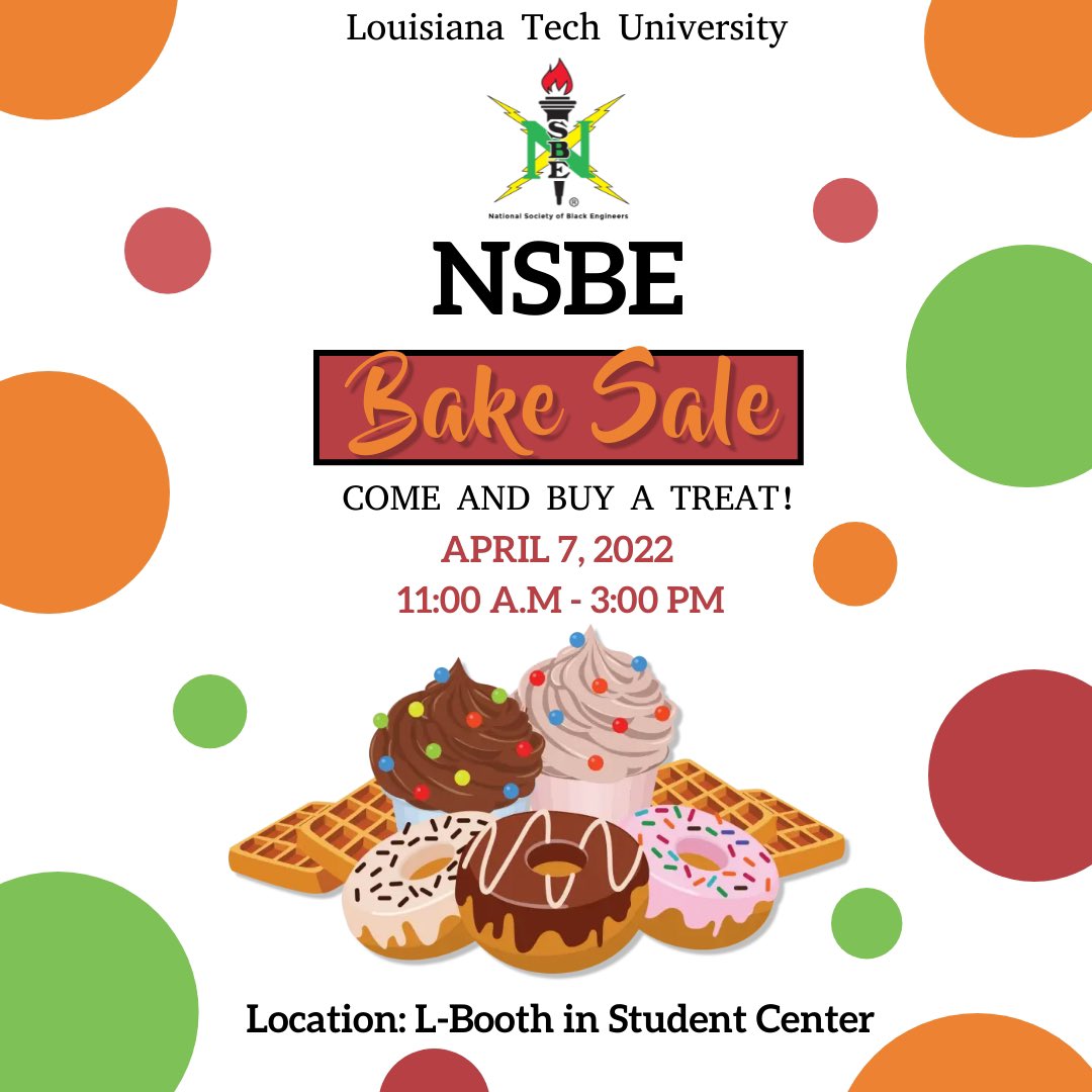 We will be having a bake sale on Thursday, April 7th from 11 am to 3 pm at the L-Booth in the student center! Come buy a treat from us 🧁😁