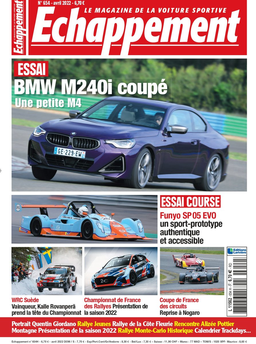 Echappement n°654 est actuellement en kiosque.
.
Plusieurs essais à retrouver.
Retour sur différentes épreuves : rallye de Suède, de la Côte Fleurie, Coupe de France des circuits à Nogaro... 
.
Échappement n°654, en kiosque ou à commander sur la boutique : cutt.ly/6SD48cE