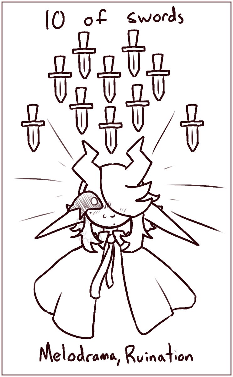 zleepyzheep's tweet photo. Ten of Swords; Hitting your lowest, and suffering true pain when you never thought you could get lower. And noone knows pain like someone who uses theirs to fight their demons.
.
.
.
#dndd #dndoc #tarot #oc #originalcharacter #digitalart #art #artistsontwitter #zleepyzheep https://t.co/kzIMQcOax4
