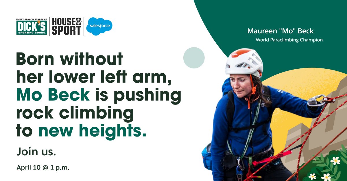 RigbyJenn's tweet photo. See how multi-gold-medal winner @moinmountains  climbs over adversity at @DICKS House of Sport Knoxville! April 10th @ 1pm. 
Register 👉  https://t.co/twz606zeN5

Presented in partnership with @salesforce. 

DICK'S House of Sport
7600 Kingston Pike, Knoxville, TN 37919 https://t.co/agkk5fiz4D