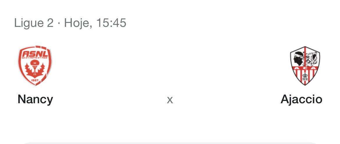 tipzada's tweet photo. 🔥🔥🔥🔥

⚽️ - 2ª div França 
⏰ - 15:45h
⚠️ - Nancy x Ajaccio 
🍀 - Ajaccio/empate +1,5 gols
📈 - Odd 2.18 (Betano)

#Futebol #Francês2 #Bet365 #Betano #Nancy #Ajaccio #Tipzada #Tips https://t.co/gWobzADGJ8