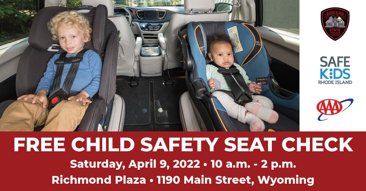 safekidsri's tweet photo. Make sure your kiddos are traveling safely by having a certified tech (CPST) take a look at their car seat during this FREE event! @4SafetyVan @RIStatePolice @aaanortheast https://t.co/YLw7B1YuHs
