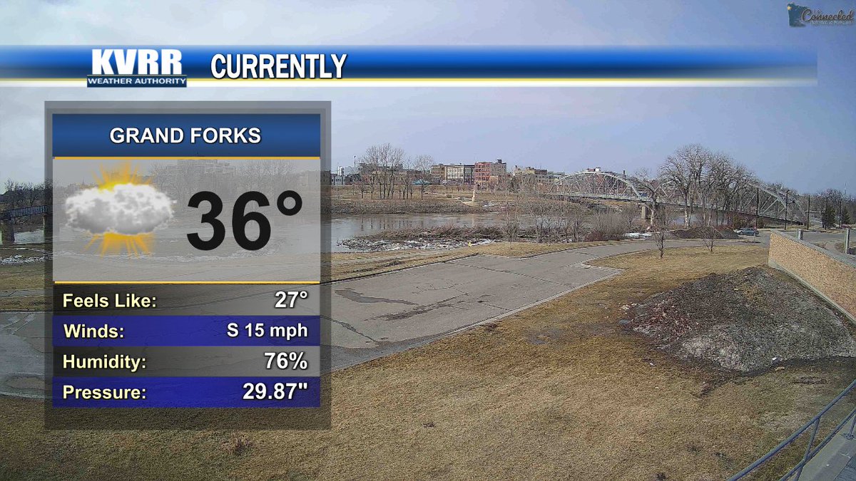 WxWithMarshall's tweet photo. Clouds will linger into the afternoon and bring some showers through tonight.  There are chances for rain and snow over the next few days so be sure to get prepared at https://t.co/inKbdWvzov.  #ndwx #mnwx https://t.co/aKQrOJUmLR