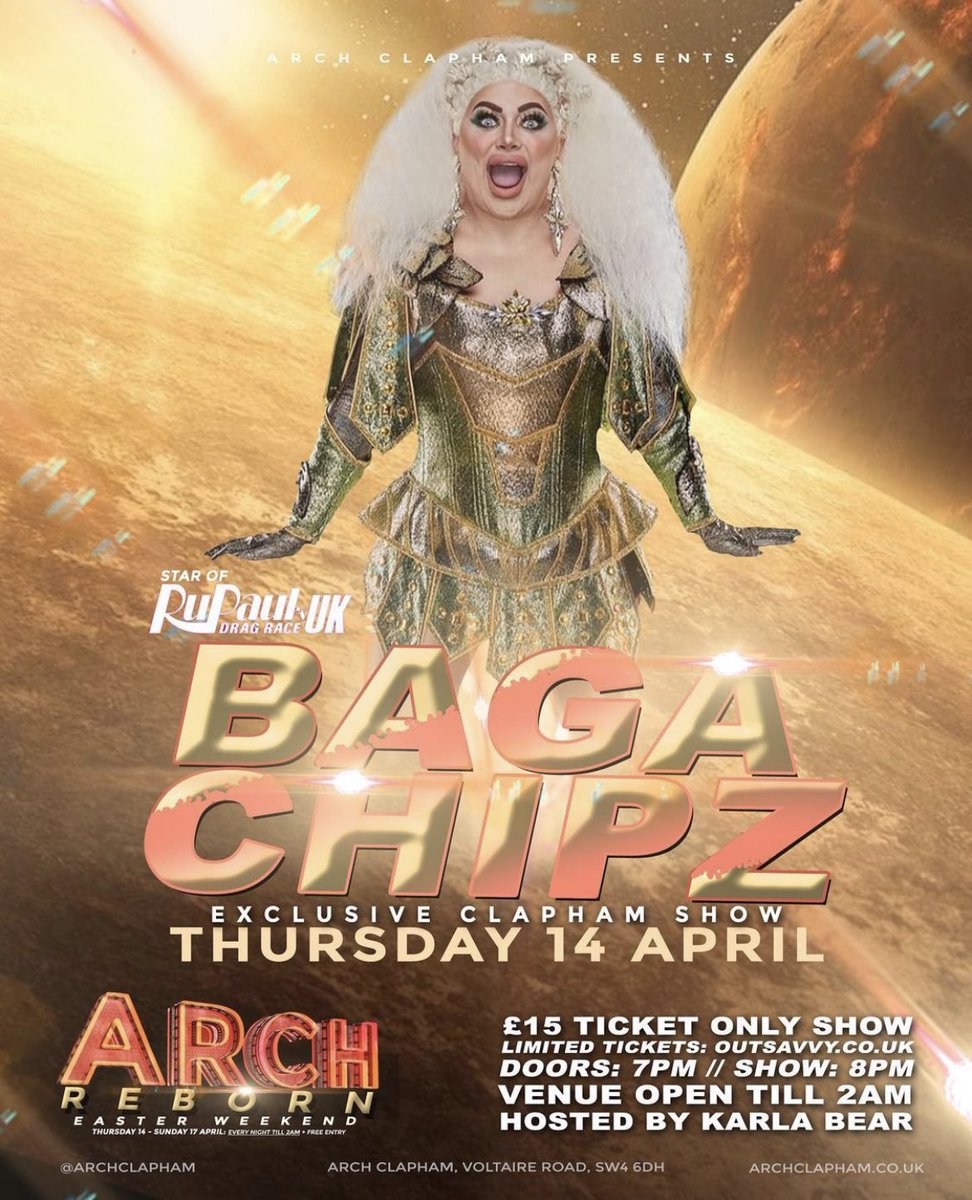 ArchClapham's tweet photo. Don’t you forget, NEXT THURSDAY we’re having the incredible BAGA CHIPZ entertain you. So you better come down for a night full of laughs!!! @klubkids_uk https://t.co/5QNySpQBOx