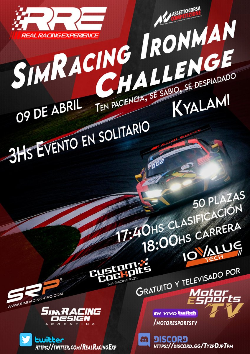 RealRacingExp's tweet image. Empezamos campeonatos con @customcockpits @SRPsimracingpro y @MotorEsportsTV 

Gracias a los equipos por su confianza y mucha suerte

@Trackrat_Club @DarkcatsE @SRPracingteam @xbdracing @fast_vr @OdoxMotorsport @Jokers_eTeam @QLASH_Spain @Cheroki_PS @KMZeMotorsports @OWLSeSports_
