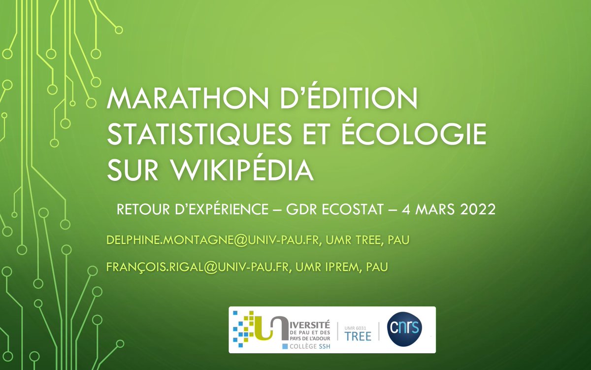 oaggimenez's tweet photo. Quelle place pour les biostatistiques sur Wikipédia ? Retour sur le marathon d'édition de décembre 2021 - Delphine Montagne @_DMONTAGNE @UMR_TREE #gdrEcoStat https://t.co/eauCdVSPDN