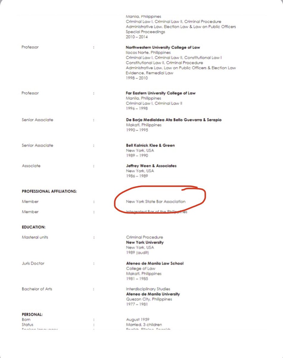 aeaeasays's tweet photo. TEKA LANG. Mag-fact check tayo kay “I’m so New York” bilang nakalagay sa website ng opisina niyang member siya ng NY State Bar Association. E-mail ito mula sa NYS Office of Court Administration. @AkoSiTitoMarco @nicoquejano @GerryCacanindin @PinoyAkoBlog @oslecjunior https://t.co/qtWJ2PrZ1A