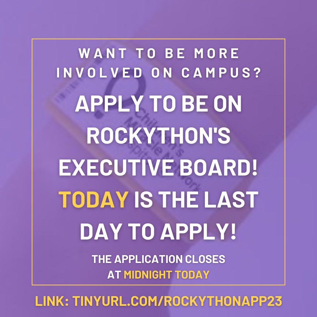 Applications close TONIGHT! We would love to see you apply! 

Link to apply: tinyurl.com/rockythonapp23
